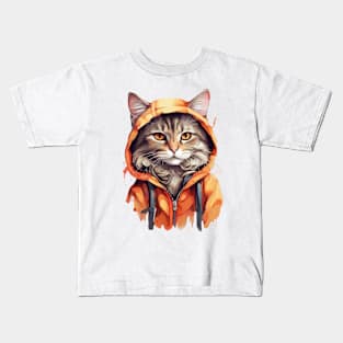 Cool cat with hoodie Kids T-Shirt